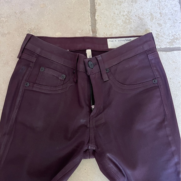 Rag & bone coated wine skinny jeans leggings SZ 24 - Picture 8 of 8